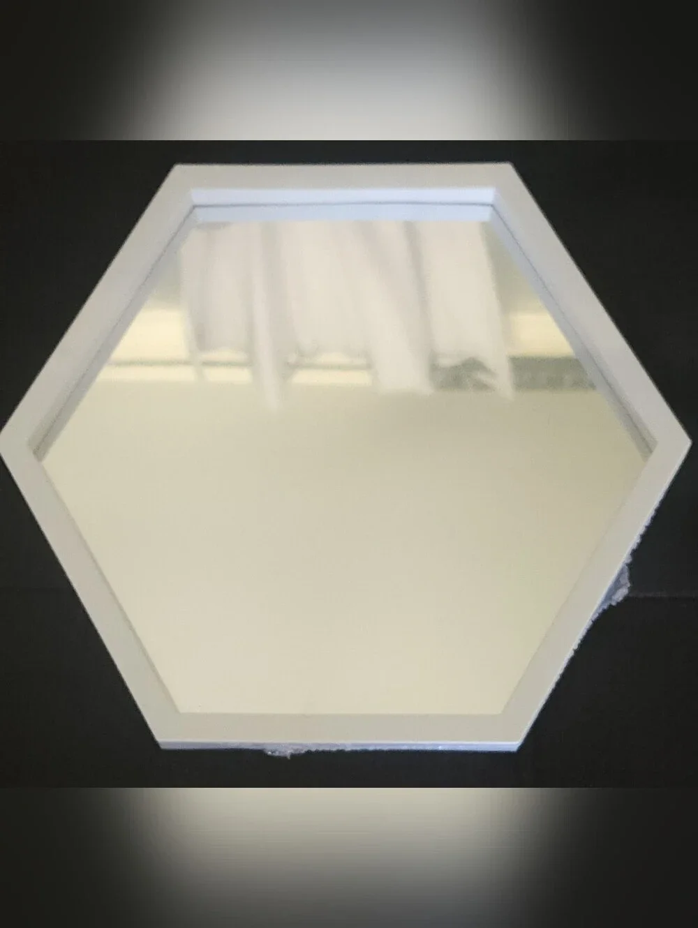 Hexagon Wall Mirror with White Frame
